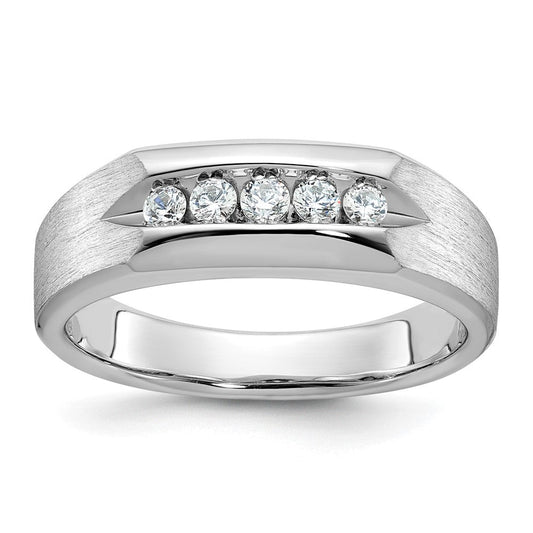 14k White Gold Men's Polished and Satin Diamond Ring Mounting