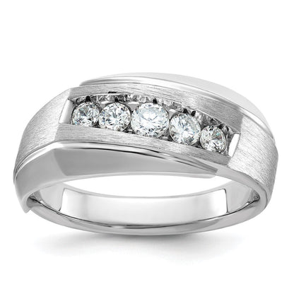 14k White Gold Men's Polished and Satin Diamond Ring Mounting