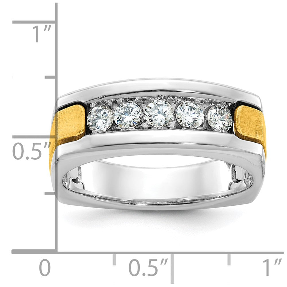 14k Two-tone Gold Men's Polished and Satin 1/2 carat Diamond Complete Ring