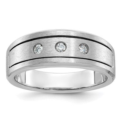 14k White Gold Men's Polished and Satin Diamond Ring Mounting