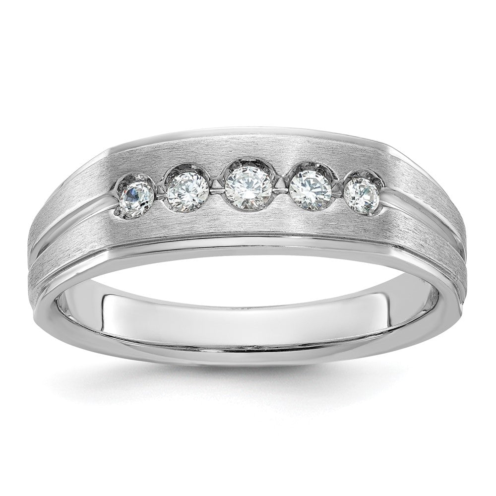 14k White Gold Men's Polished and Satin Diamond Ring Mounting