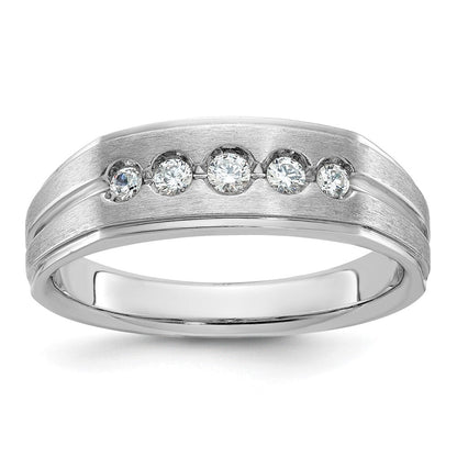 14k White Gold Men's Polished and Satin Diamond Ring Mounting