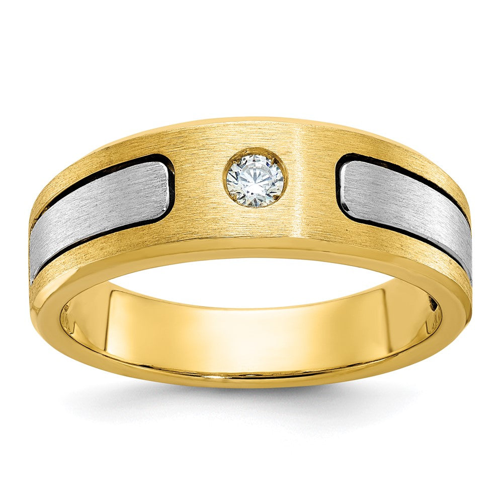 14k Two-tone Gold Men's Polished and Satin Diamond Ring Mounting