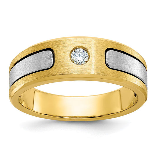 14k Two-tone Gold Men's Polished and Satin Diamond Ring Mounting