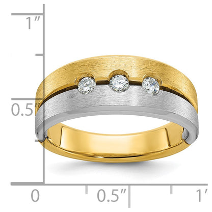 14k Two-tone Gold Men's Polished and Satin Diamond Ring Mounting