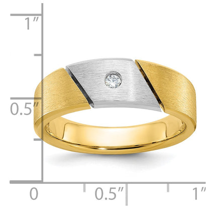 14k Two-tone Gold Men's Polished and Satin Diamond Ring Mounting