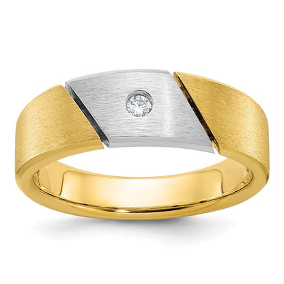 14k Two-tone Gold Men's Polished and Satin Diamond Ring Mounting