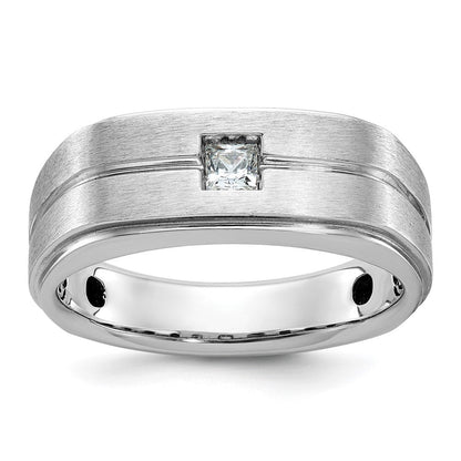 14k White Gold Men's Polished and Satin Diamond Ring Mounting