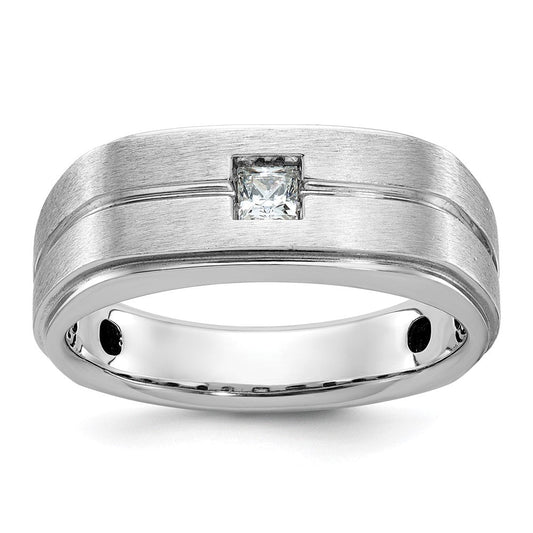 14k White Gold Men's Polished and Satin Diamond Ring Mounting