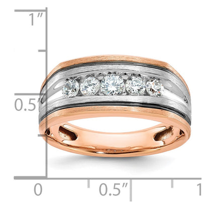 14k White/Rose Gold Two-tone Gold White/Rose Men's Satin Diamond Ring Mounting