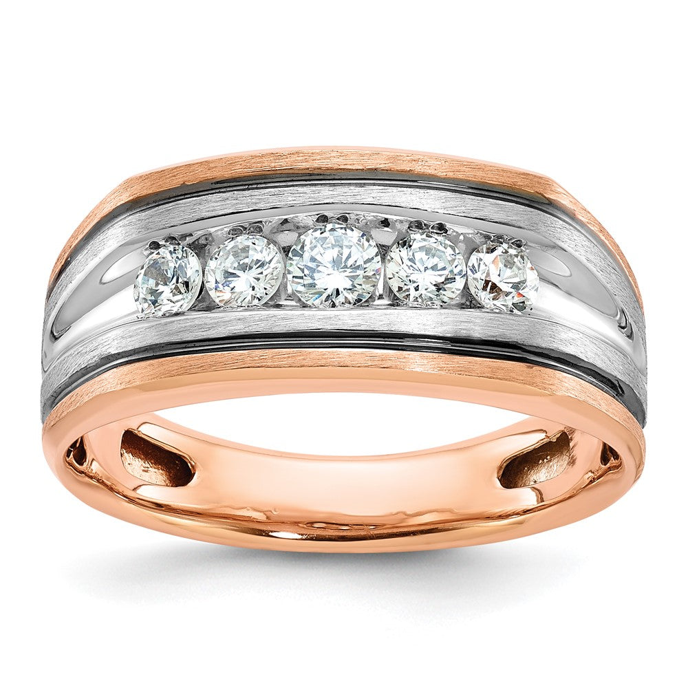 14k White/Rose Gold Two-tone Gold White/Rose Men's Satin Diamond Ring Mounting