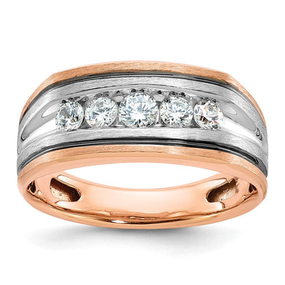 14k White/Rose Gold Two-tone Gold White/Rose Men's Satin Diamond Ring Mounting