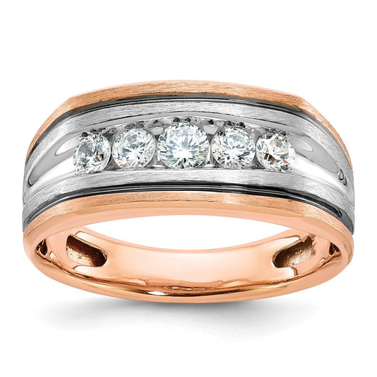 14k White/Rose Gold Two-tone Gold White/Rose Men's Satin Diamond Ring Mounting