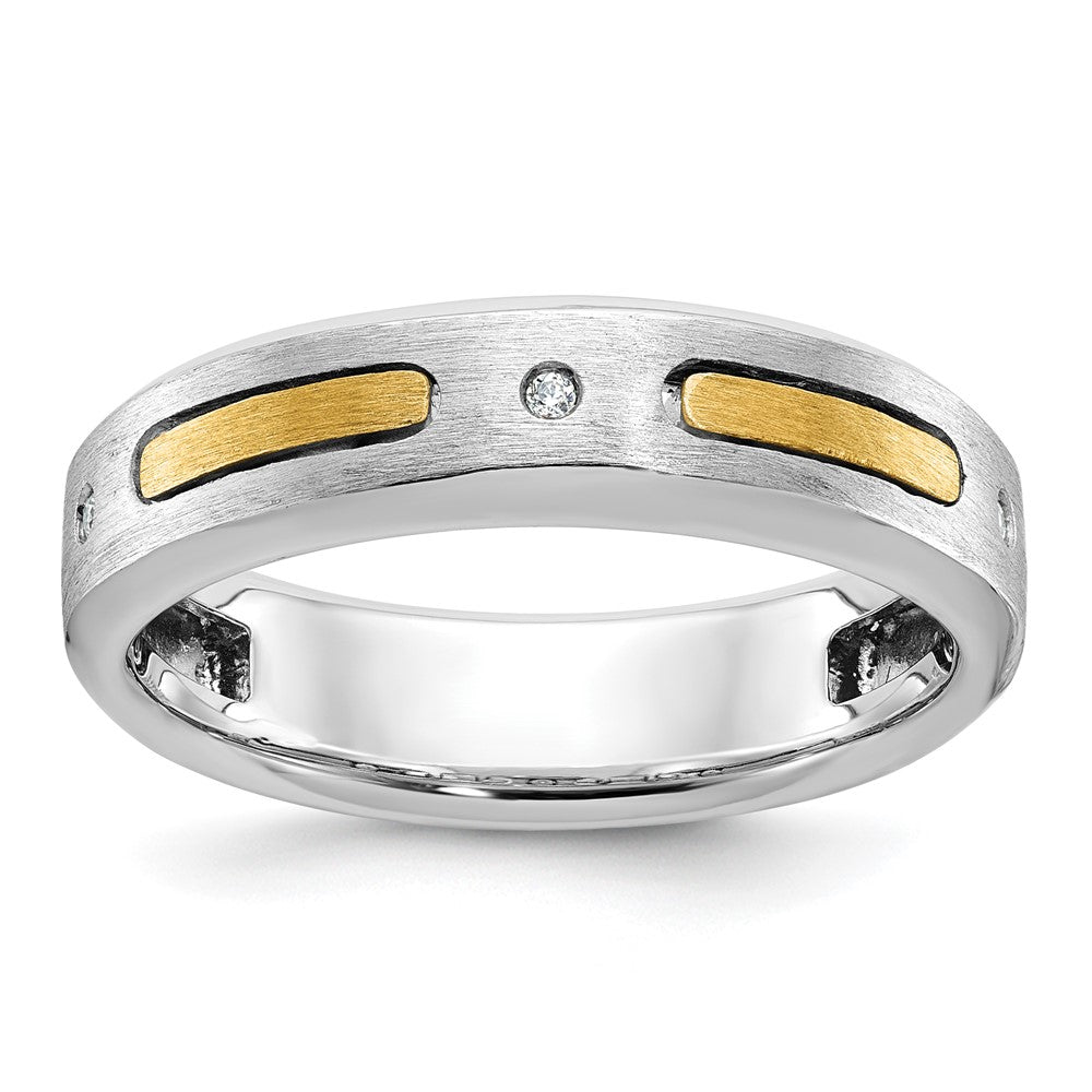 14k Two-tone Gold Men's Polished and Satin Diamond Ring Mounting