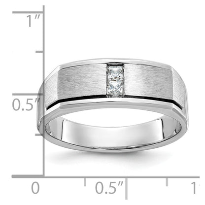 14k White Gold Men's Polished and Satin Diamond Ring Mounting