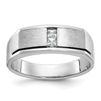 14k White Gold Men's Polished and Satin Diamond Ring Mounting