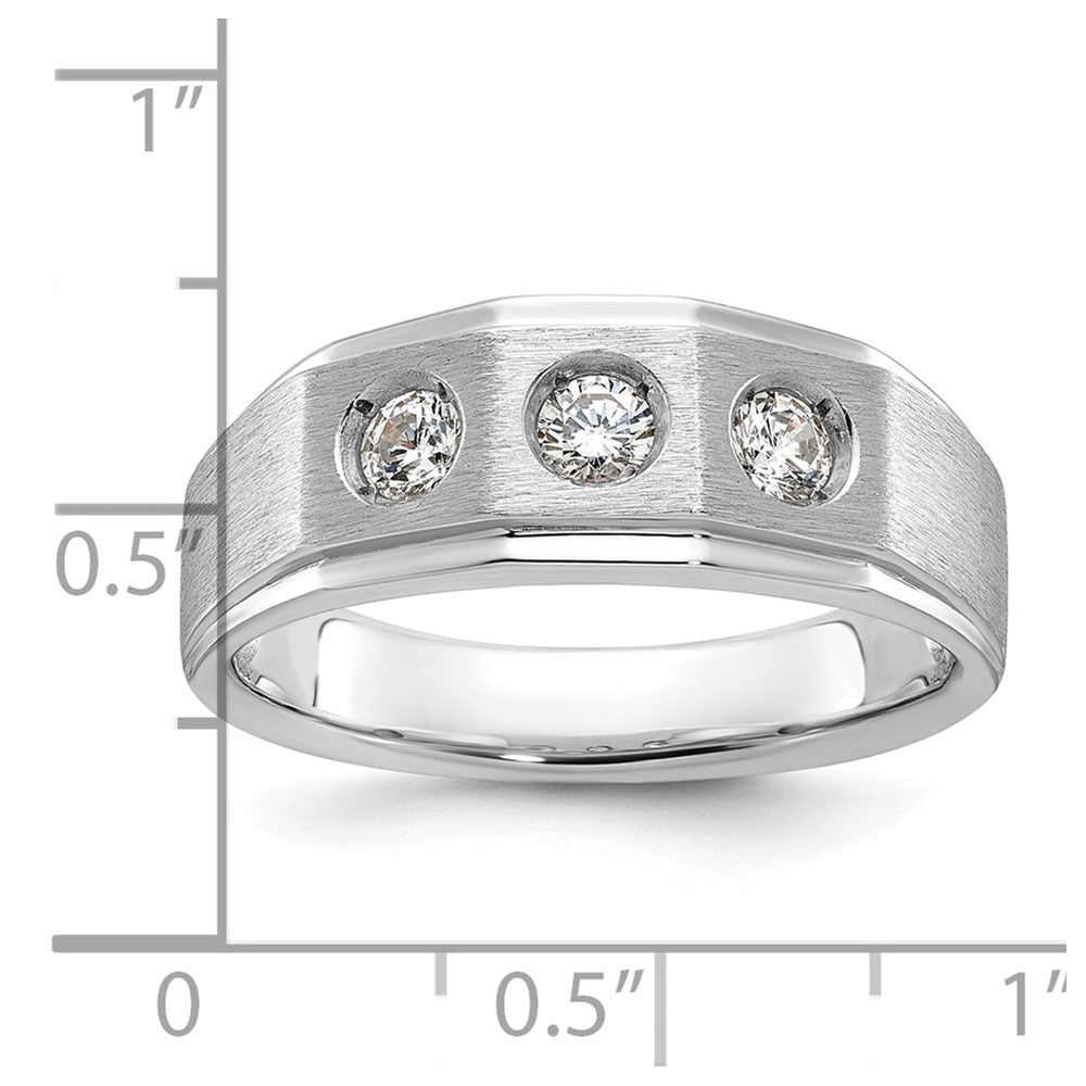 14k White Gold Men's Polished and Satin Diamond Ring Mounting