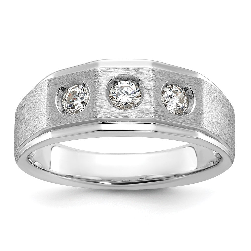 14k White Gold Men's Polished and Satin Diamond Ring Mounting