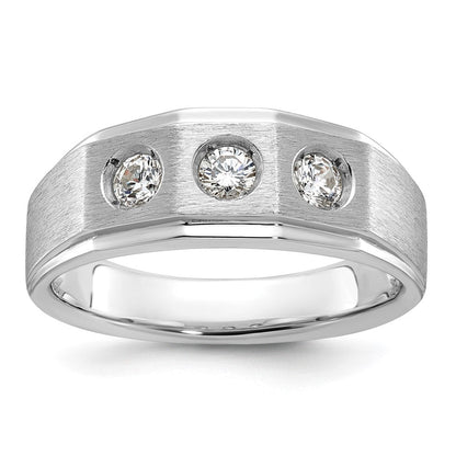 14k White Gold Men's Polished and Satin Diamond Ring Mounting