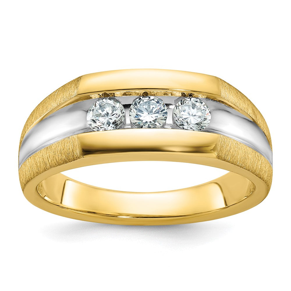 14k Yellow u0026 Rhodium Gold with White Rhodium Men's 1/2 carat Diamond Complete Ring