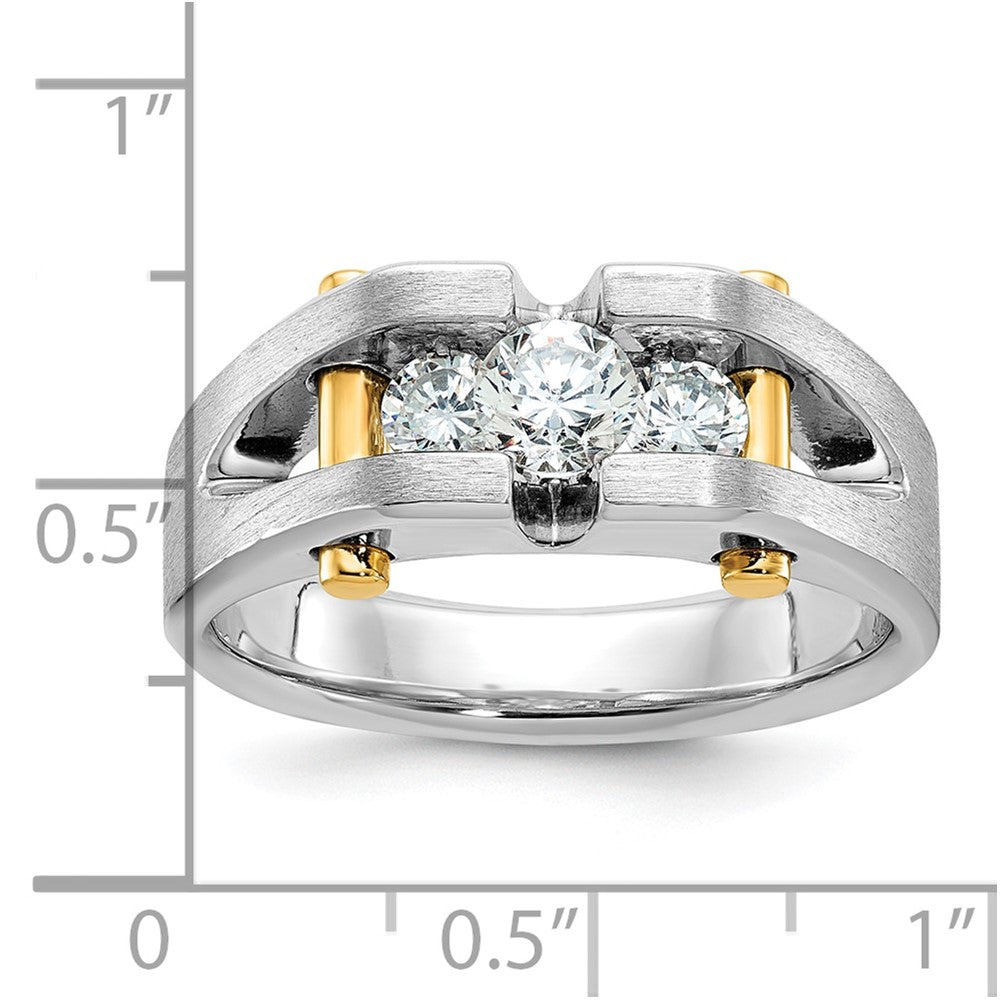 14k Two-tone Gold Men's Polished and Satin Diamond Ring Mounting