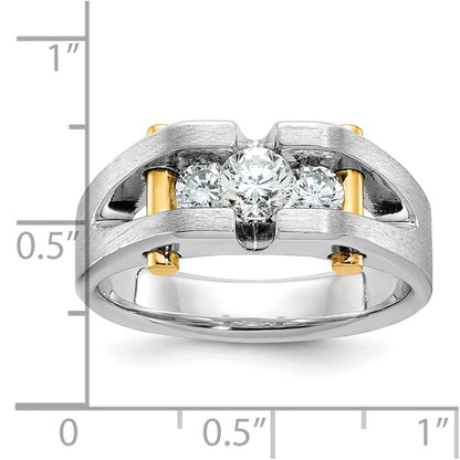14k Two-tone Gold Men's Polished and Satin Diamond Ring Mounting