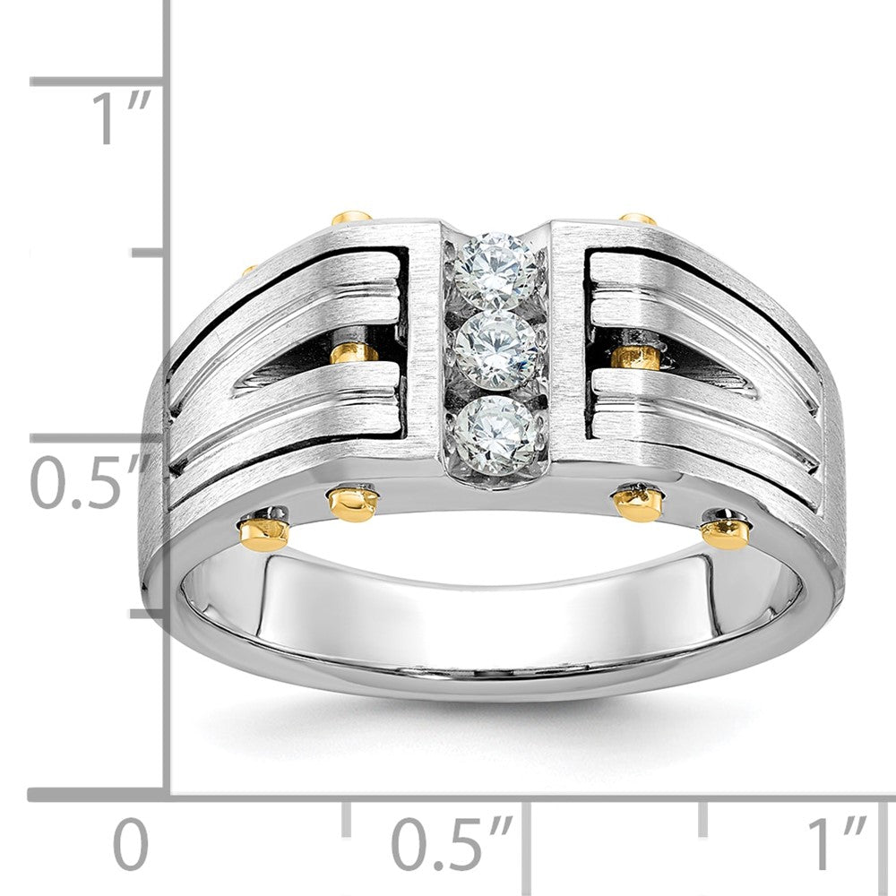 14k Two-tone Gold Men's Polished and Satin Diamond Ring Mounting