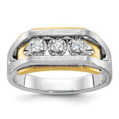 14k Two-tone Gold Men's Polished and Satin Diamond Ring Mounting