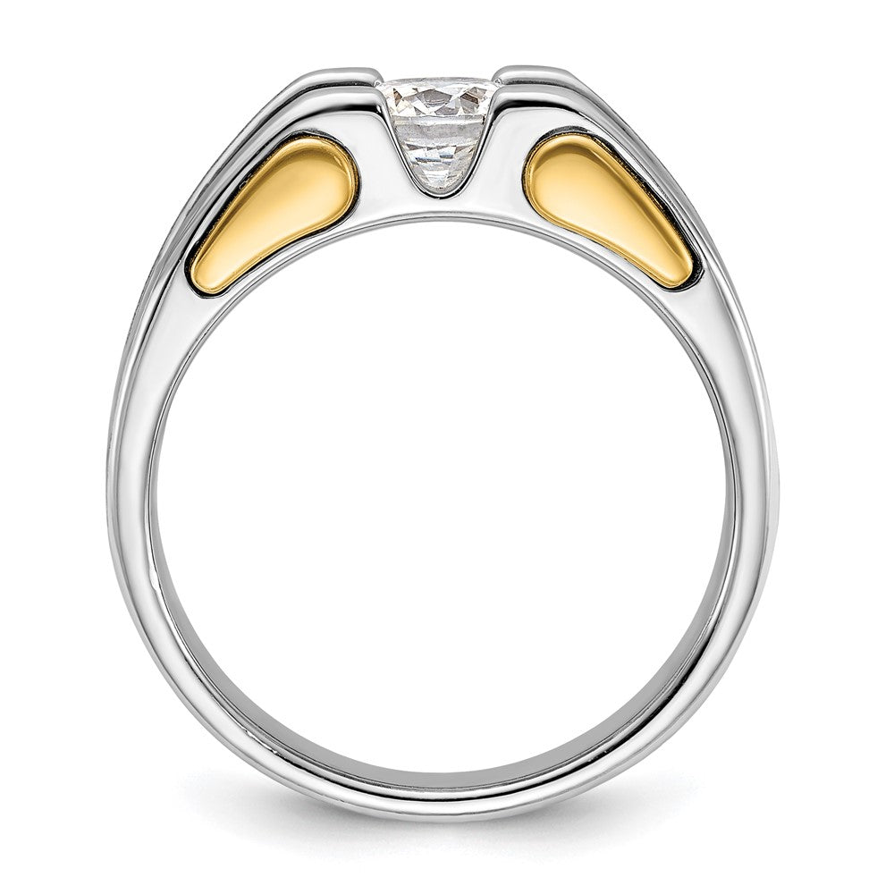14k Two-tone Gold Men's Polished and Satin Diamond Ring Mounting