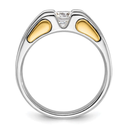 14k Two-tone Gold Men's Polished and Satin Diamond Ring Mounting