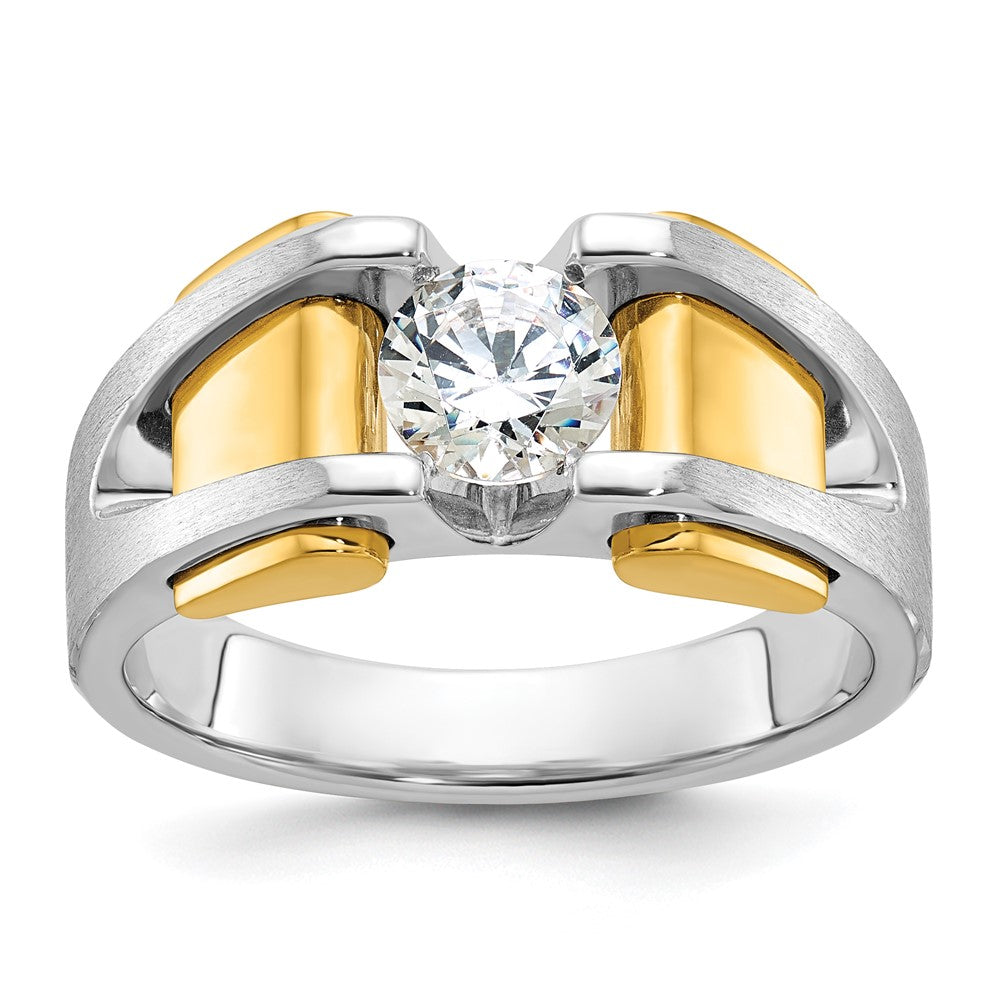14k Two-tone Gold Men's Polished and Satin Diamond Ring Mounting