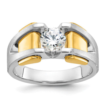 14k Two-tone Gold Men's Polished and Satin Diamond Ring Mounting