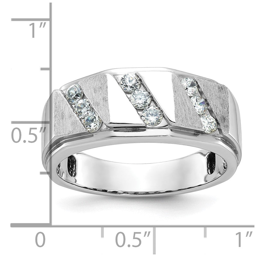 14k White Gold Men's Satin Diamond Ring Mounting