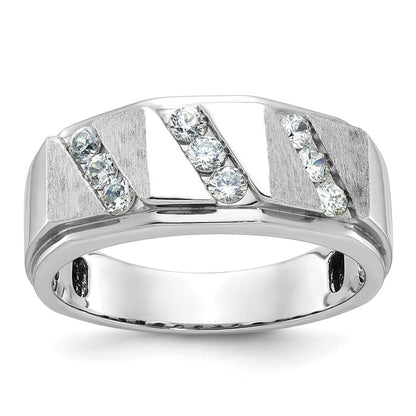 14k White Gold Men's Satin Diamond Ring Mounting