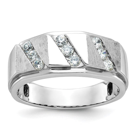 14k White Gold Men's Satin Diamond Ring Mounting