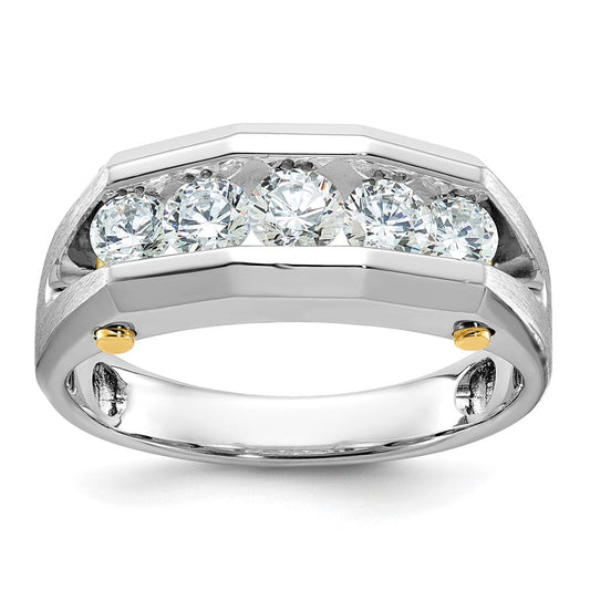 14k Two-tone Gold Men's Polished and Satin Diamond Ring Mounting
