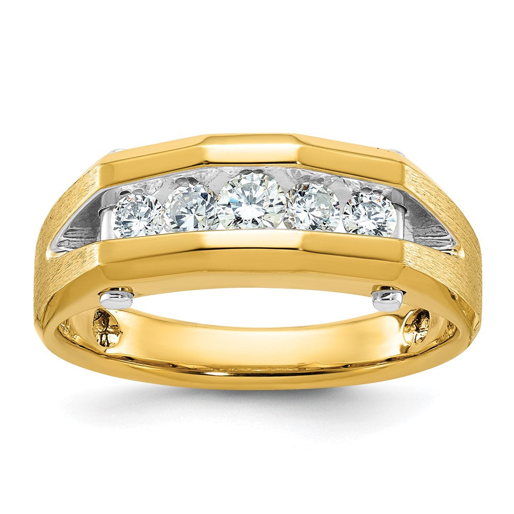 14k Two-tone Gold Men's Polished and Satin Diamond Ring Mounting