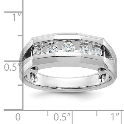14k White Gold Men's Polished and Satin Diamond Ring Mounting
