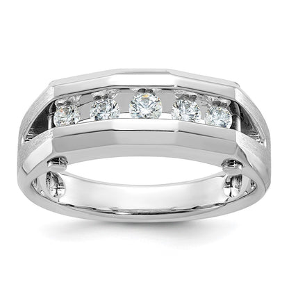 14k White Gold Men's Polished and Satin Diamond Ring Mounting