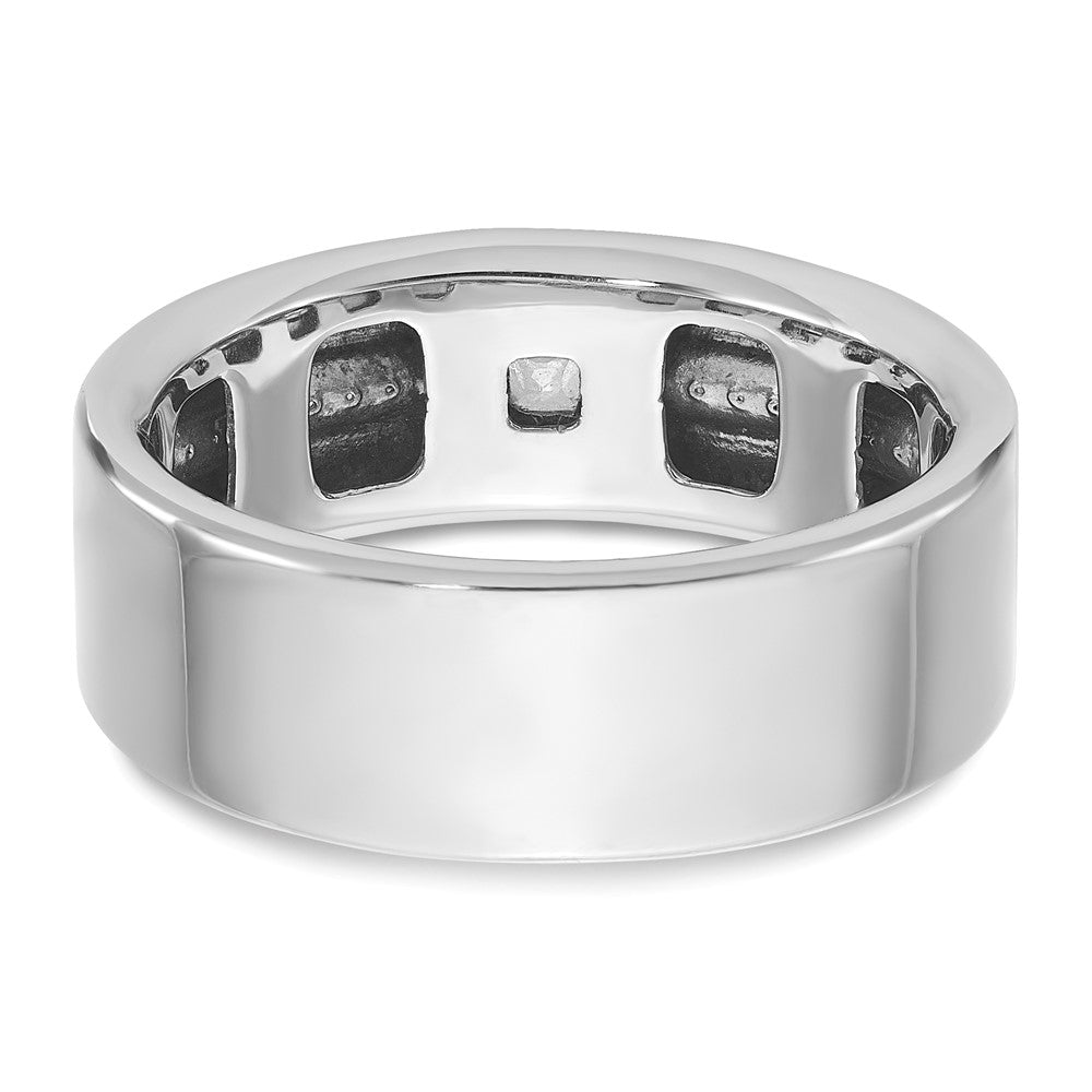 14k White Gold Men's Polished and Satin 1/5 carat Diamond Complete Ring