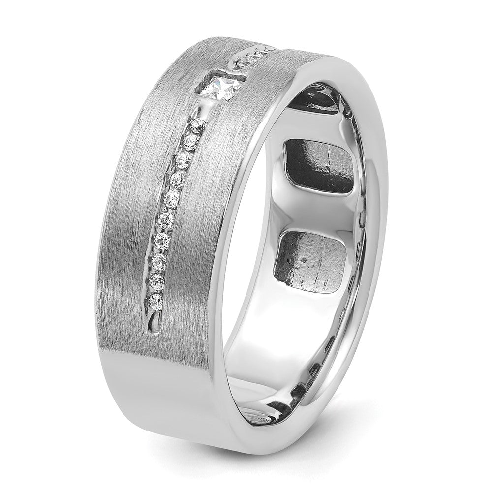 14k White Gold Men's Polished and Satin Diamond Ring Mounting