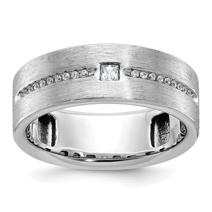 14k White Gold Men's Polished and Satin Diamond Ring Mounting