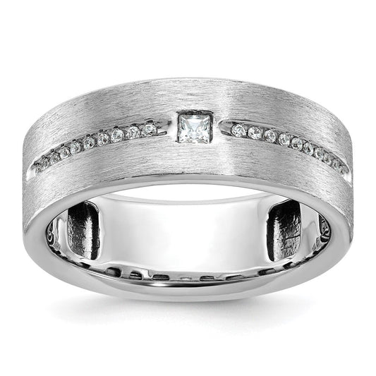 14k White Gold Men's Polished and Satin Diamond Ring Mounting