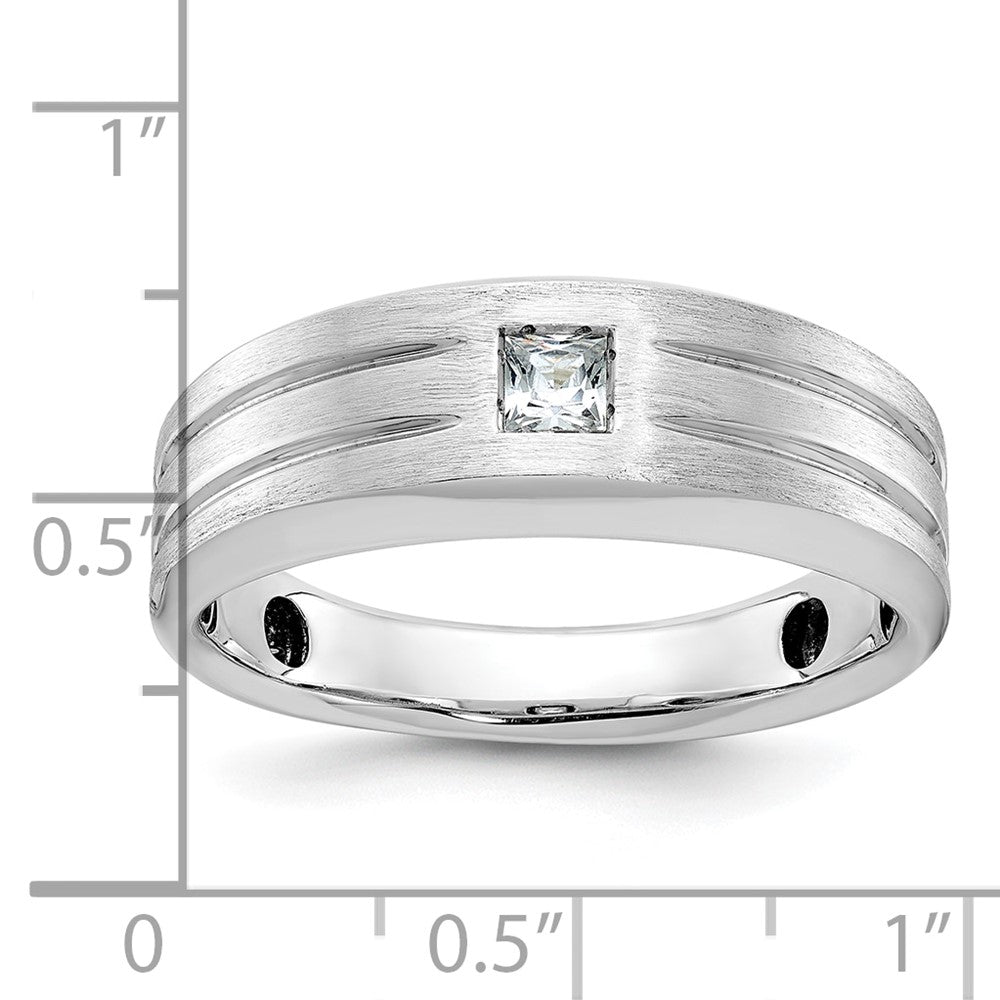 14k White Gold Men's Polished and Satin Diamond Ring Mounting