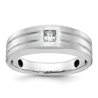 14k White Gold Men's Polished and Satin Diamond Ring Mounting