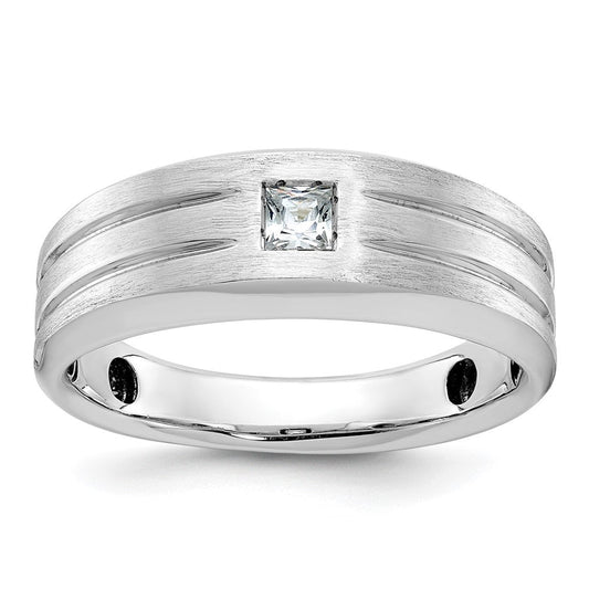 14k White Gold Men's Polished and Satin Diamond Ring Mounting