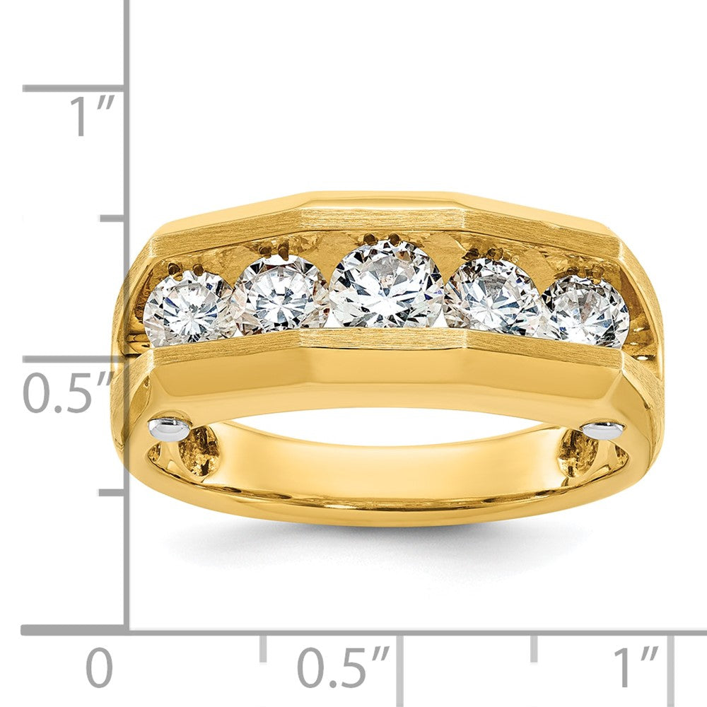 14k Two-tone Gold Men's Polished and Satin 1.5 carat Diamond Complete Ring