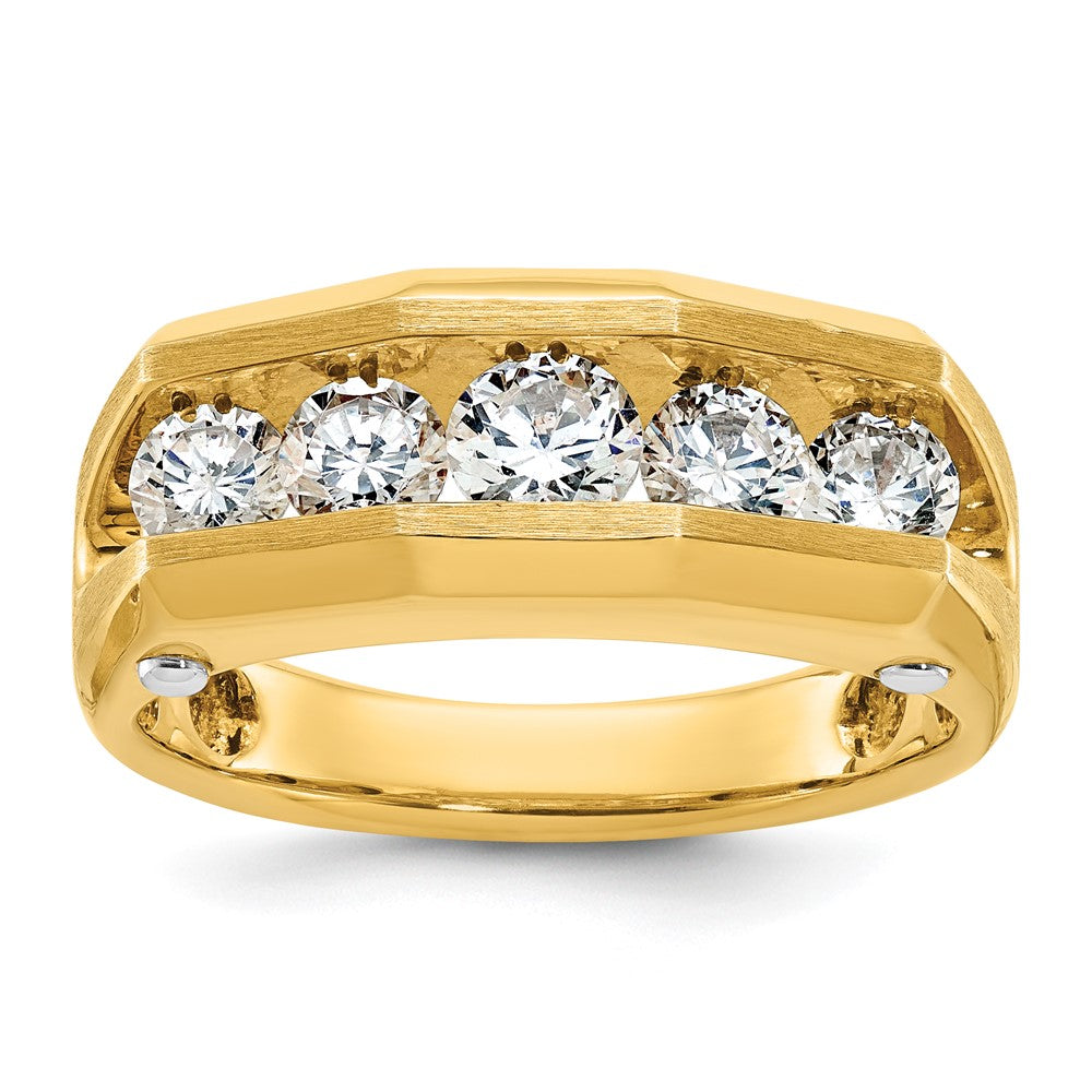 14k Two-tone Gold Men's Polished and Satin 1.5 carat Diamond Complete Ring