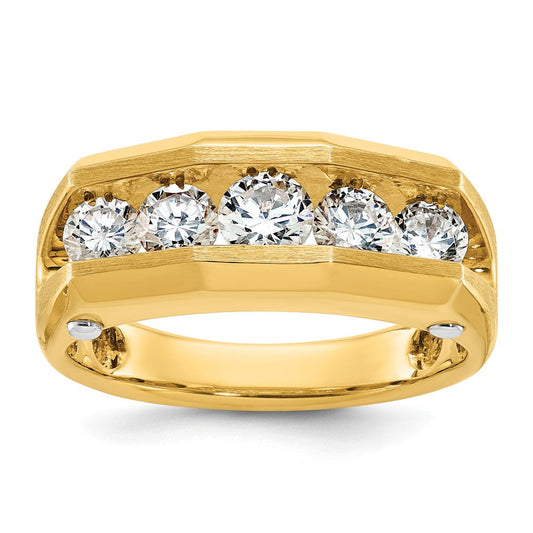 14k Two-tone Gold Men's Polished and Satin 1.5 carat Diamond Complete Ring