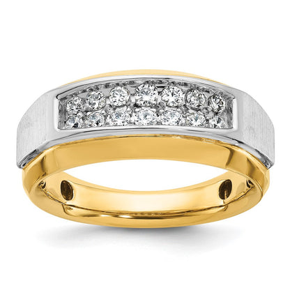 14k Two-tone Gold Men's Polished and Satin Diamond Ring Mounting